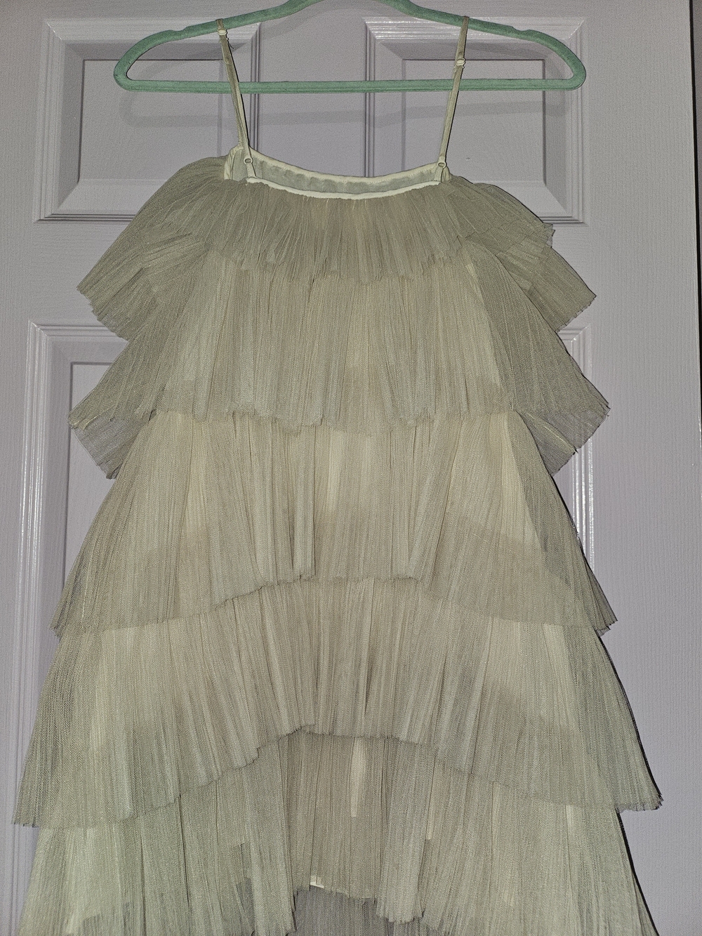 Maeve Anthropologie taupe tiered tulle mini dress size S - Picture 4 of 5